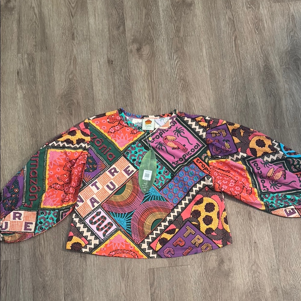Farm Rio Dotted Patch Scarf sweatshirt